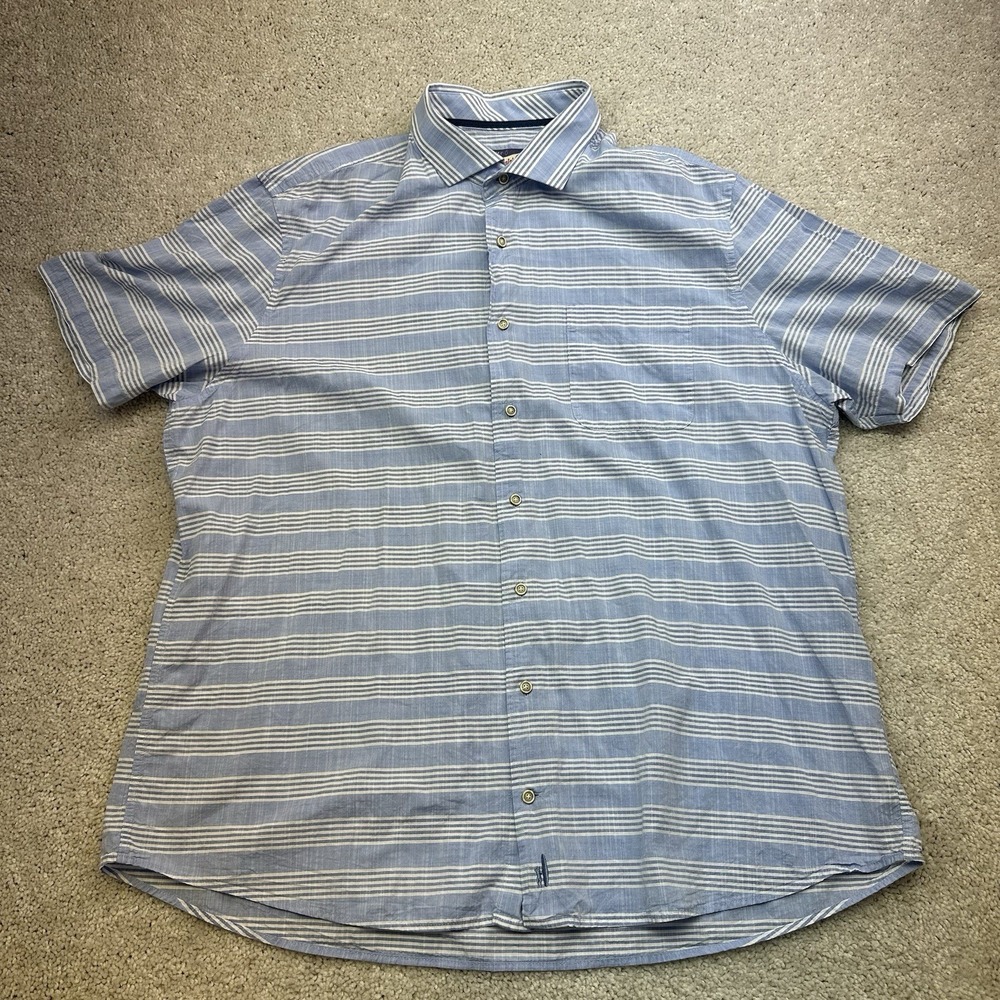 JOHNNIE-O Hangin' Out Cotton Blue Striped Polo Shirt Golf Men's XXL